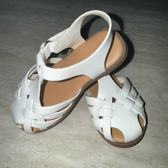 Kids White Woven Sandals - Picture 1 of 3